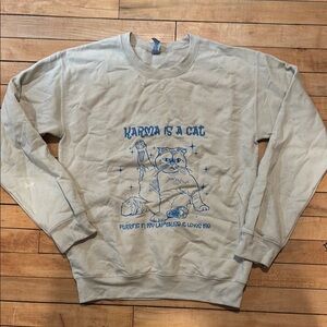 Karma Is A Cat Cream Sweater